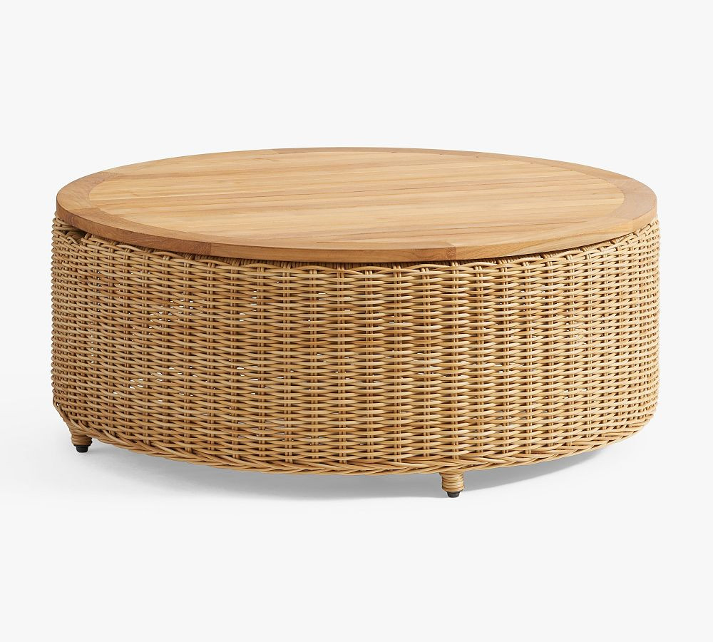 Westport All-Weather Wicker Storage Round Coffee Table, Natural | Pottery Barn (US)