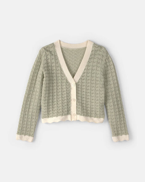 Girls Button-Down Knit Cardigan Sweater - Green - OshKosh B'gosh | Carter's | Carter's Inc