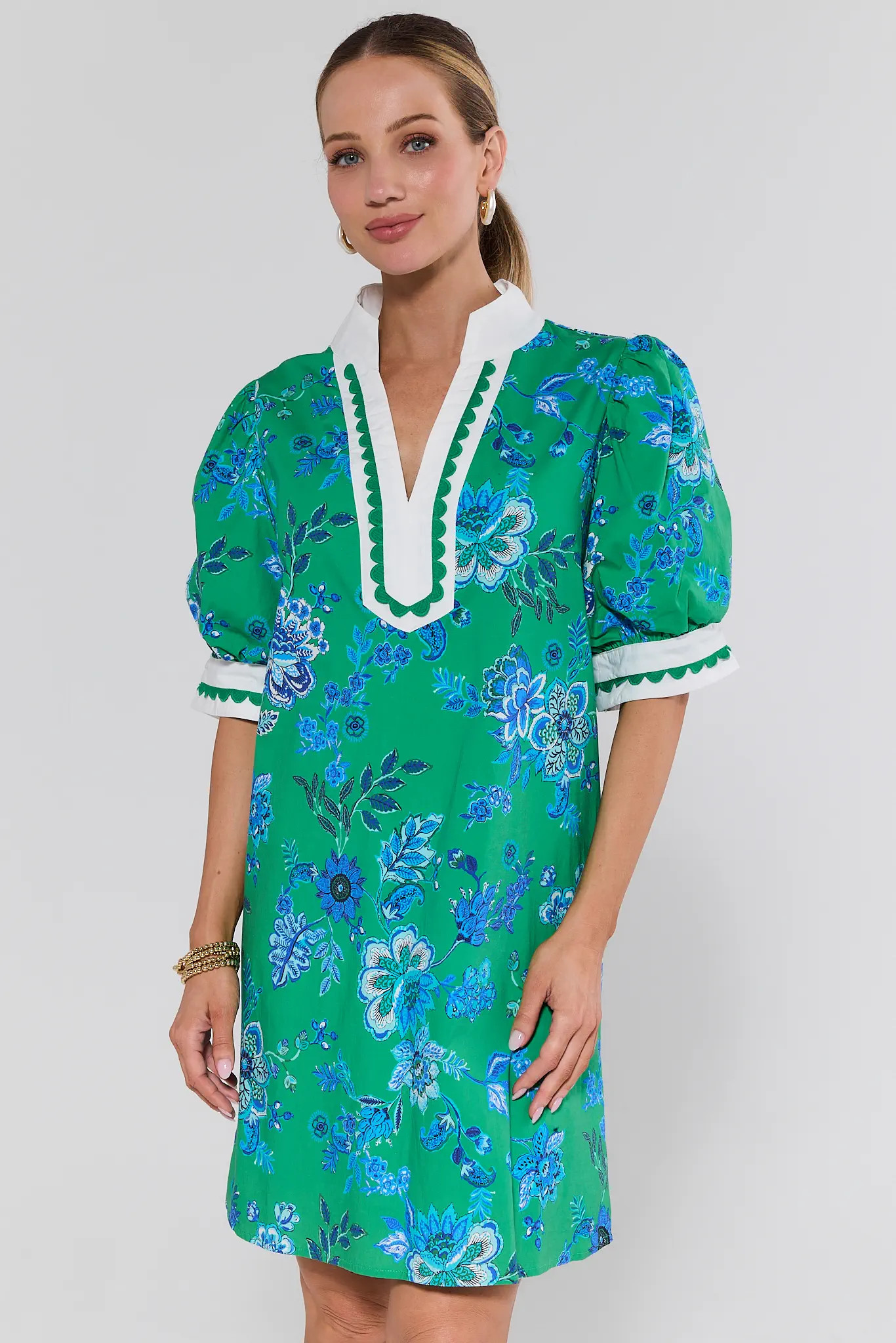 Larsen Green Floral Print Short Dress | Avara