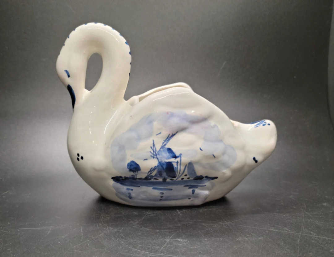 Hand Painted Delft Blauw Swan Planter Made in Holland | Etsy (US)