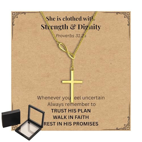 HATUCRAFT Infinity Cross Necklace for Women – Gold Plated Christian Necklace with Bible Verse Message Card & Gift Box, Dainty Gold Cross Pendant Jewelry | Amazon (US)