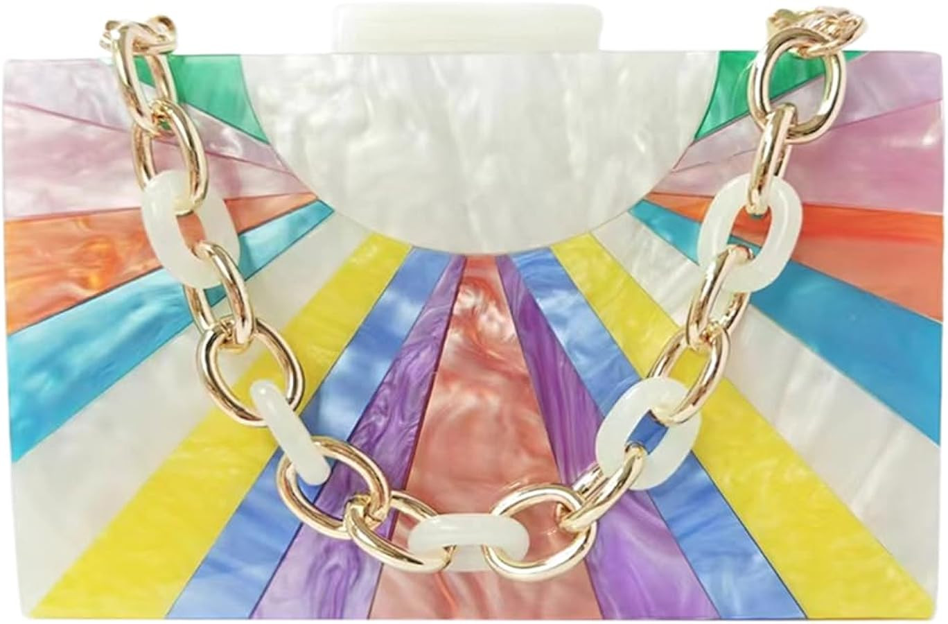 Elegant Ladies Acrylic Evening Clutch Multicolored Bag Box Stylish Marble Purse Handbag for Weddi... | Amazon (US)