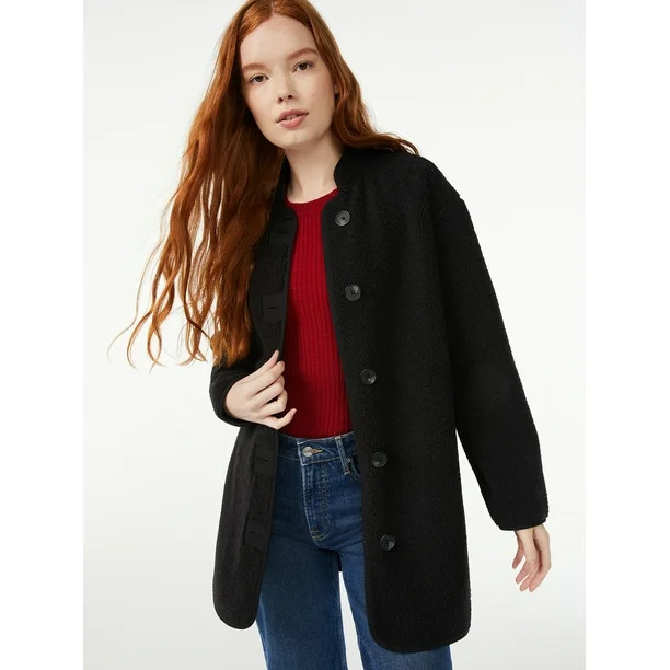 Free Assembly Women's Teddy Fleece Cocoon Jacket - Walmart.com | Walmart (US)