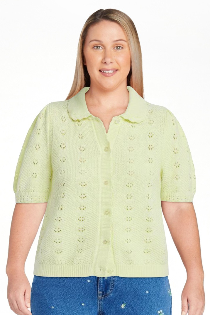 Free Assembly Women's and Women's Plus Cotton Pointelle Cardigan Sweater with Short Sleeves, Ligh... | Walmart (US)