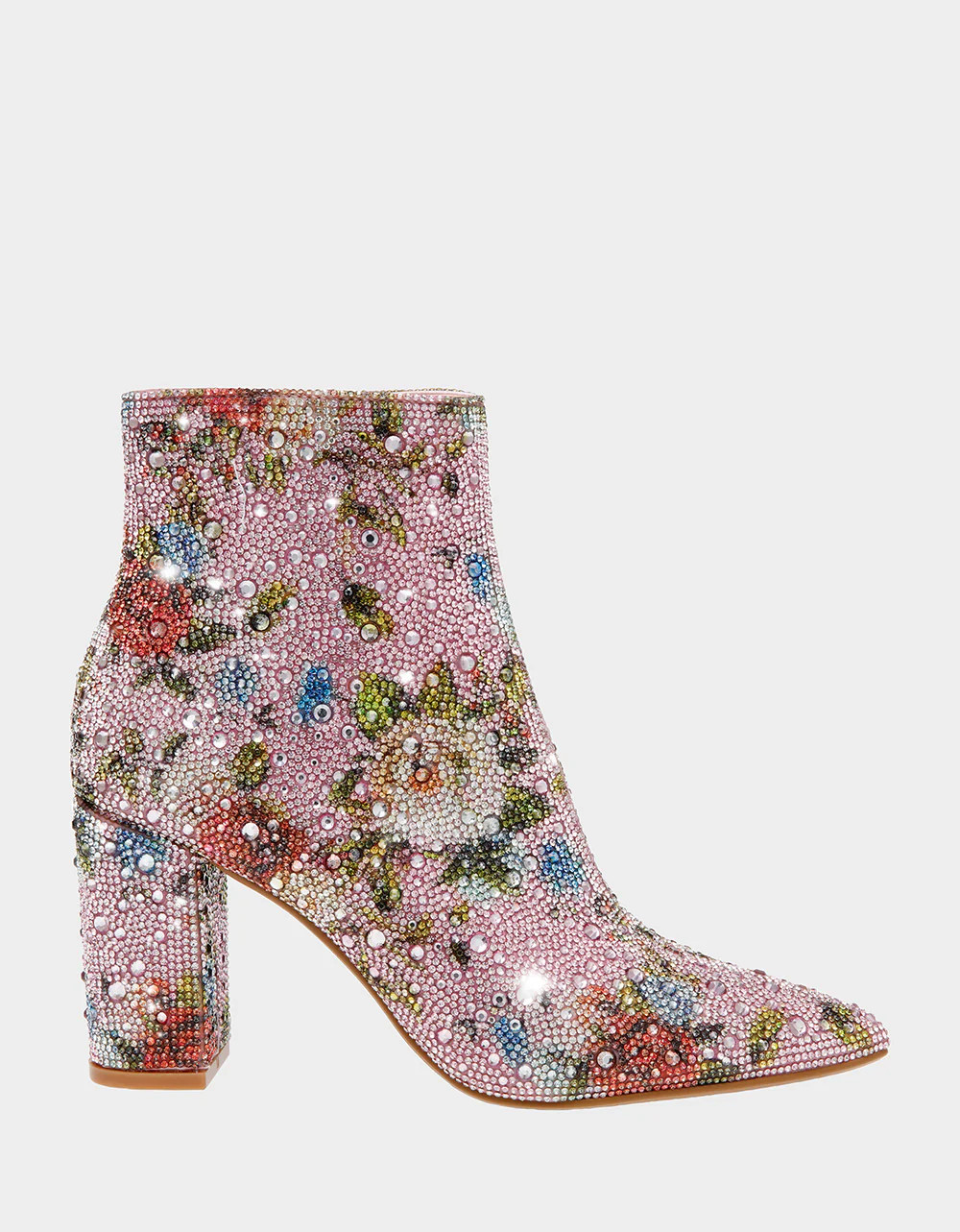 CADYF FLORAL MULTI Booties | Floral Rhinestone Bootie In Pink | Betsey Johnson