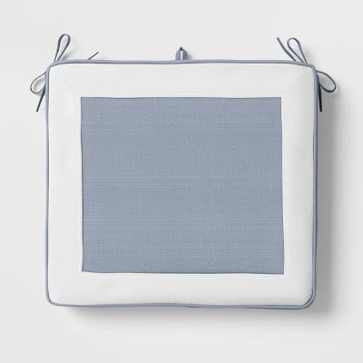 Thick Border Outdoor Folding Chair Seat Cushion Slate Blue/Cream - Threshold™ designed with Stu... | Target