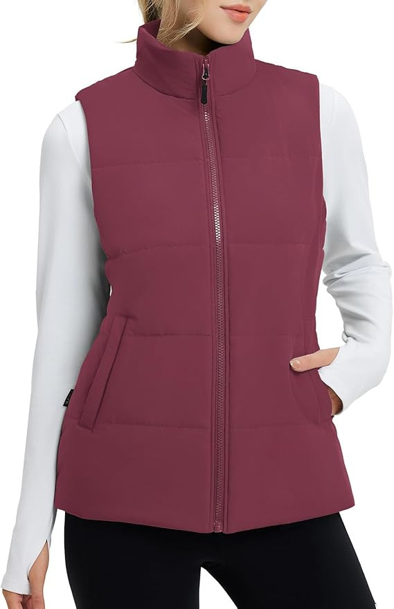baleaf Women's Lightweight Puffy Vest Quilted Winter Warm Outerwear Water Resistant Stand Collar ... | Amazon (US)