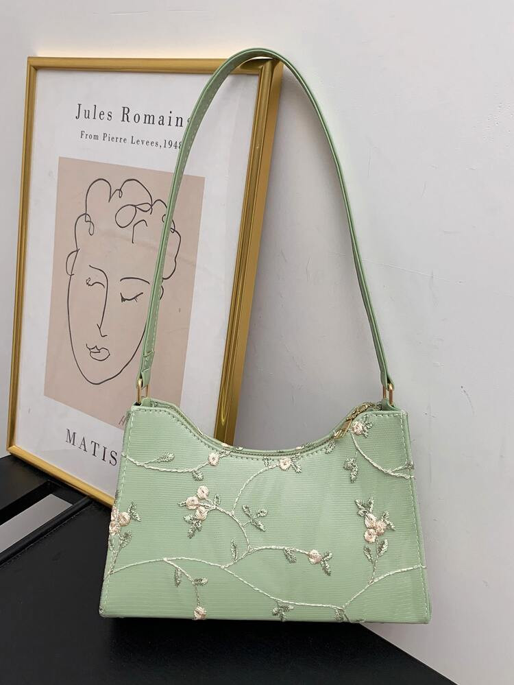 Floral Embroidered Shoulder Bag | SHEIN