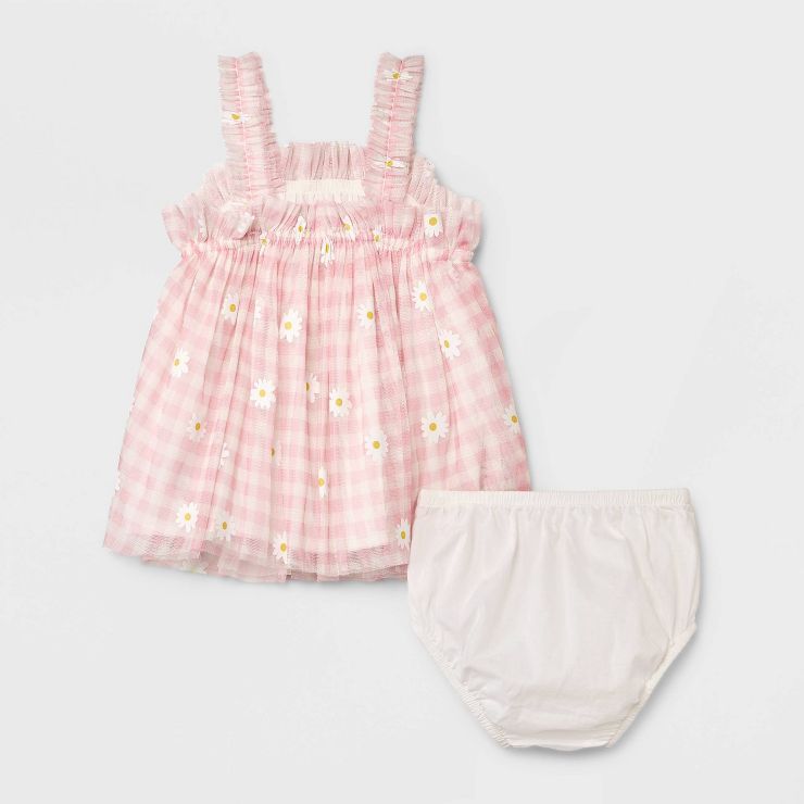 Baby Girls' Gingham Floral Dress - Cat & Jack; Pink | Target