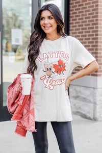 Leaves and Lattes Ivory Graphic Tee | Pink Lily