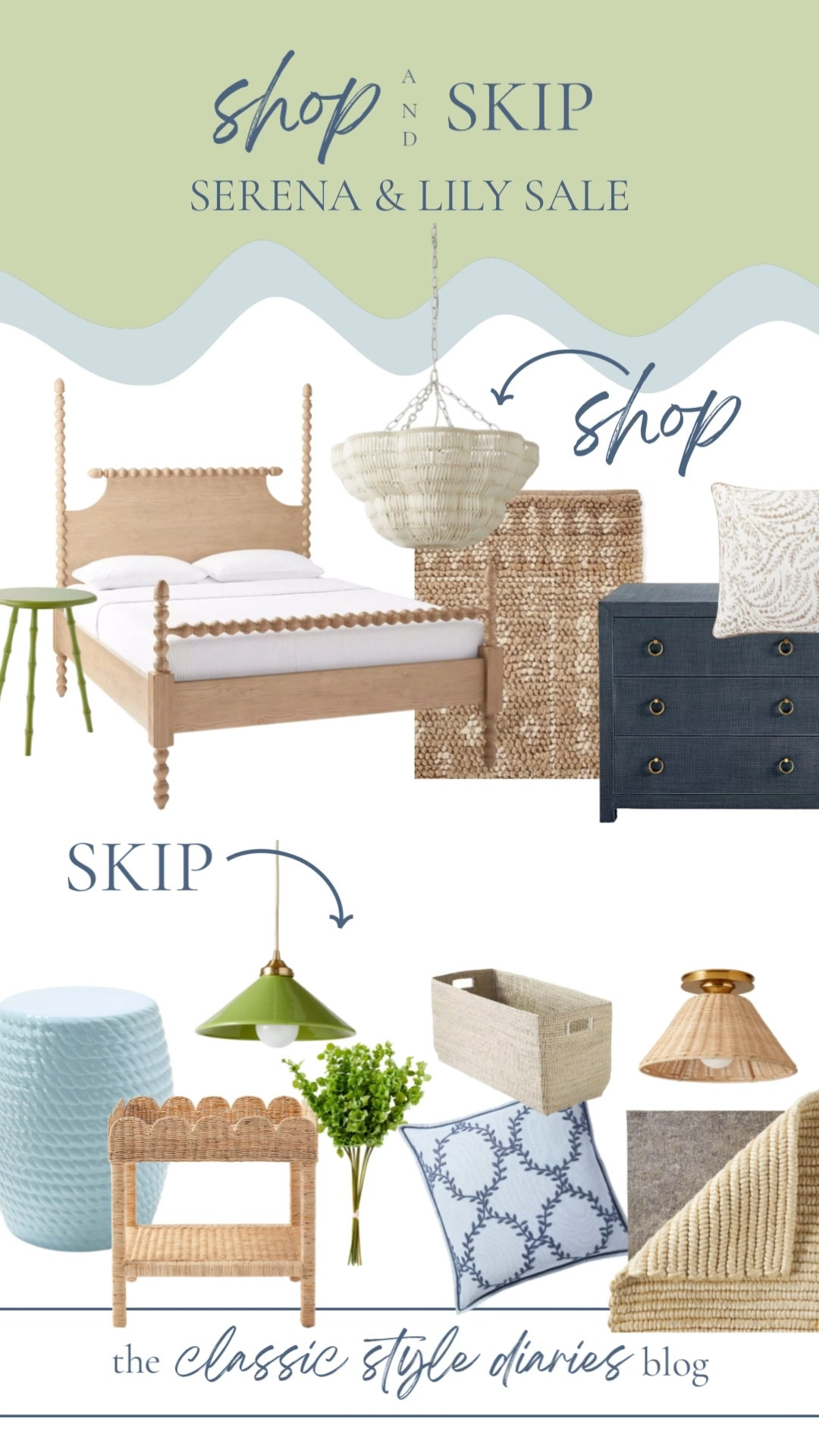 My suggestions for shopping the Serena and Lily sale - shop things that feel one of a kind, unique, great quality. Not things you can likely get elsewhere for a better price, even when on sale! 
I always LOVE this chandelier, this classic blue dresser, a fun rug with a unique pattern, green table and more! 

#LTKSaleAlert #LTKCyberWeek #LTKHome