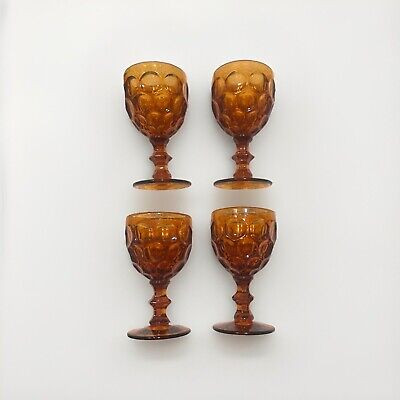 VTG IMPERIAL GLASS AMBER PROVINCIAL THUMBPRINT  WATER GOBLETS SET OF 4 | eBay US