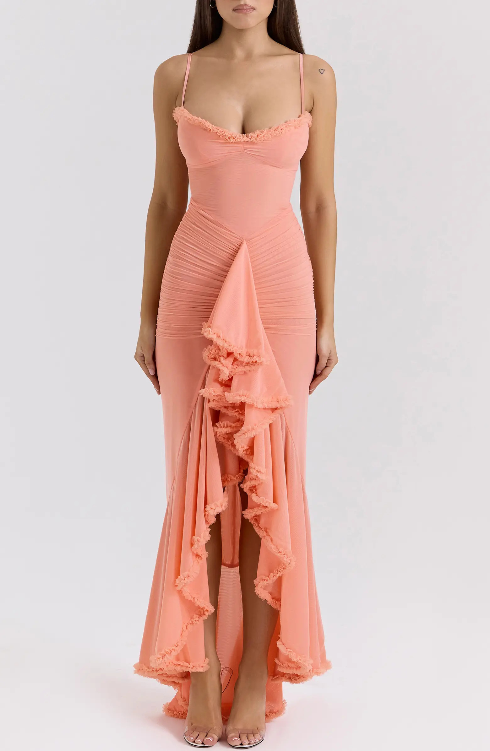 Gabbi Ruffle Mesh High-Low Cocktail Dress | Nordstrom