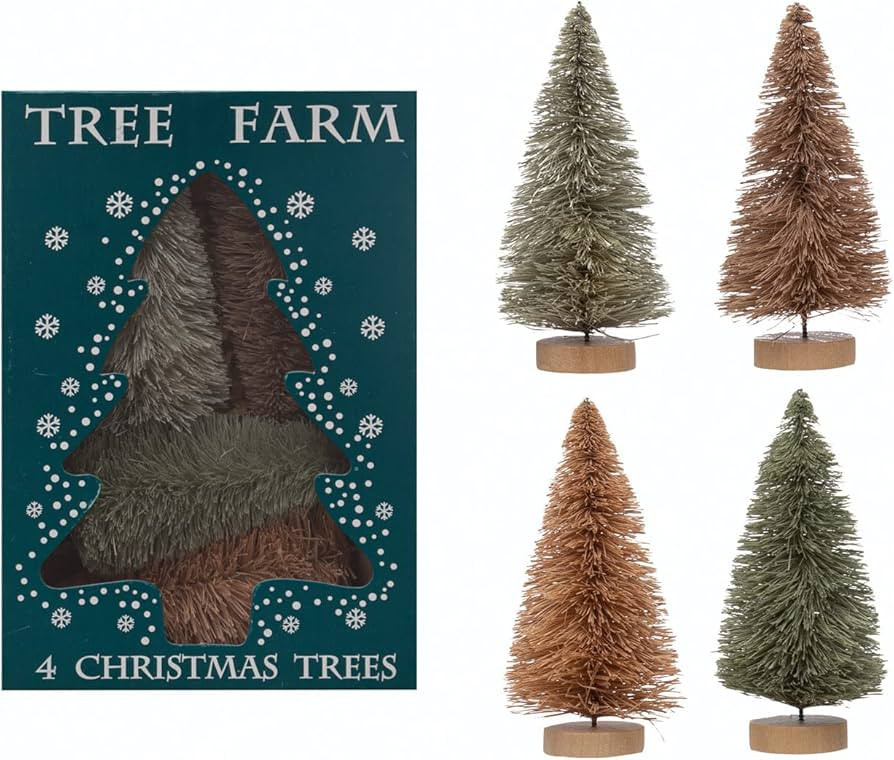 Creative Co-Op Sisal Bottle Brush Trees with wood Base, Multicolor, Boxed Set of 4 | Amazon (US)