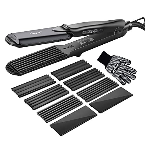 Hair Crimper, Crimping Irons Hair Straightener Flat Iron with 4 Interchangeable Tourmaline Ceramic P | Amazon (US)