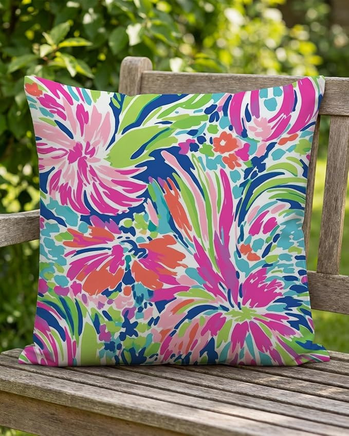 Amazon.com: PreLiving Summer Throw Pillow Cover 18x18 Inch – Vibrant Tropical Floral Print – ... | Amazon (US)