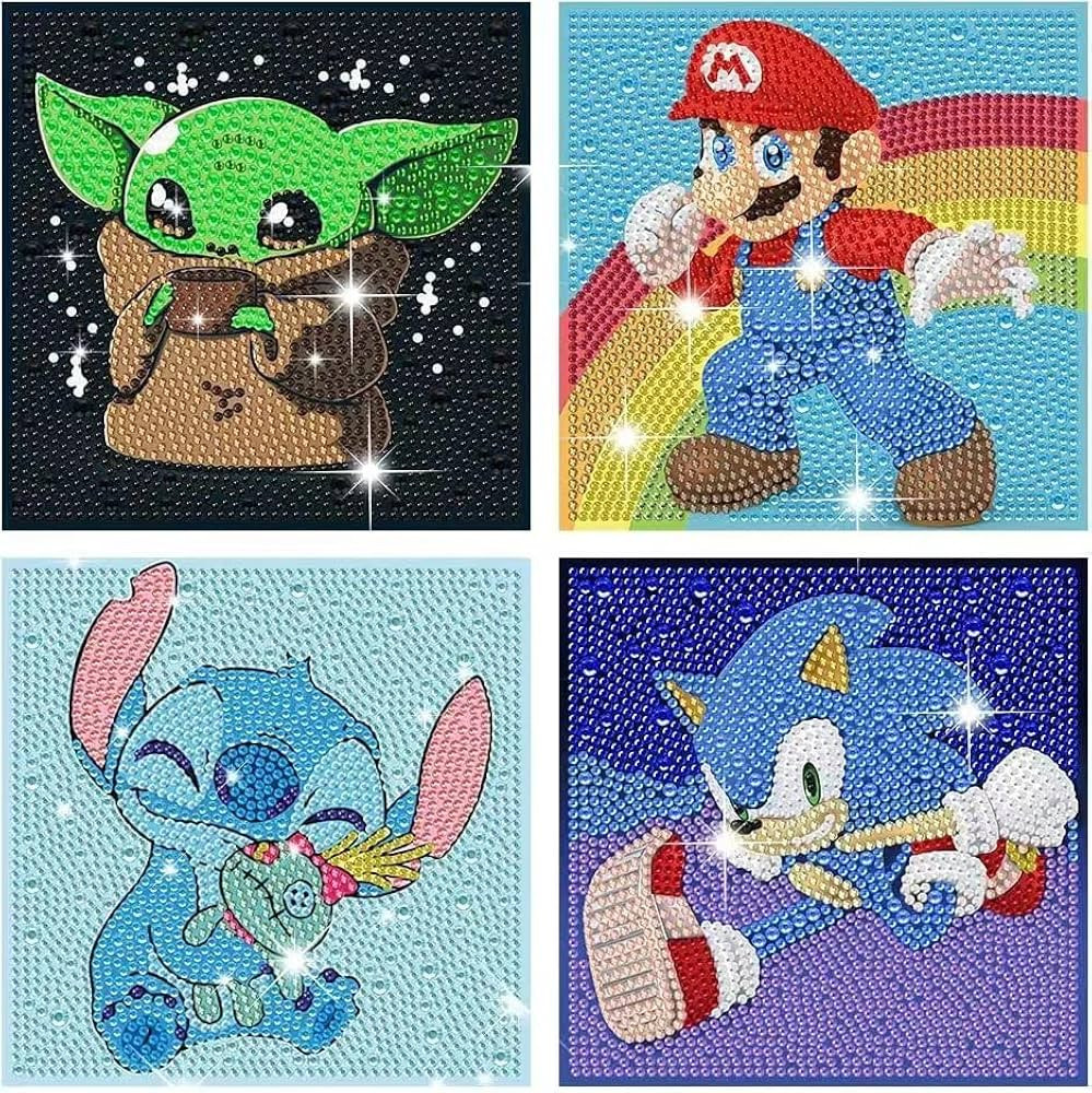 PERFECTSIGHT Cute 5D Diamond Art Kits for Kids,4 Pack Cartoon DIY Painting Art for Kids Ages 4-8,... | Amazon (US)