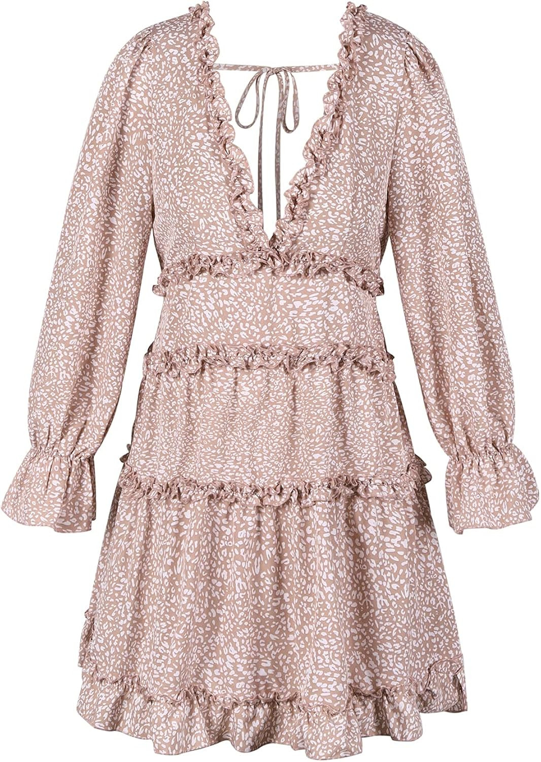 ZAFUL Women's Off Shoulder Short Sleeve Bowknot Ruffle Party Beach Mini Dress | Amazon (US)