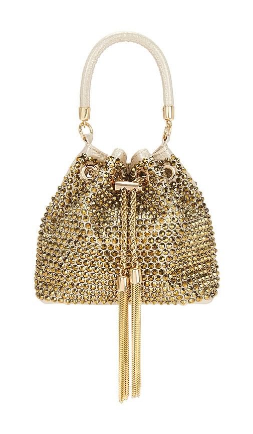 olga berg Santorini Hotfix Pouch in Metallic Gold. | Revolve Clothing (Global)
