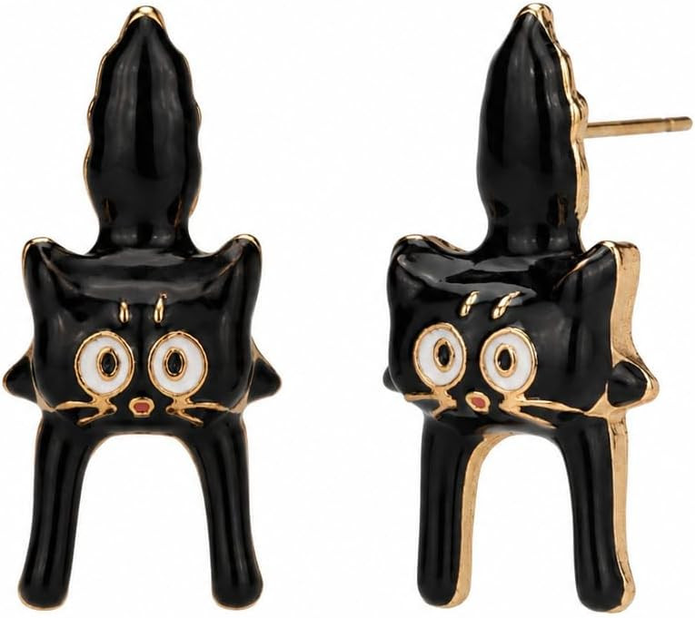 Halloween Black Cat Stud Earrings for Women,Spooky Cat Cosplay Jewelry | Amazon (US)