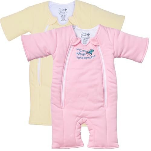 Magic Sleepsuit Baby Merlin's Size Small (12-18 lbs) - Baby Sleep Swaddle Transition - Cozy Sleep Sack with Soft Cotton Inner Layer - Double Zipper Sleepers - Cream and Pink | Amazon (US)