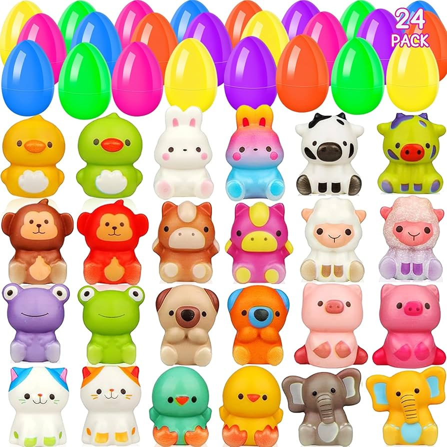 24 Pack Filled Easter Eggs for Kids Prefilled Egg Fillers Squishy Toys Stuffed Easter Eggs Easter... | Amazon (US)