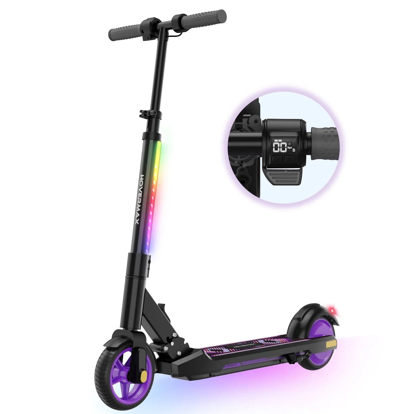 HOVERMAX Electric Scooter for Kids Ages 6-12, 150W Motor Max Speed 9.3 MPH, 5 Miles Range, Colorf... | Walmart (US)