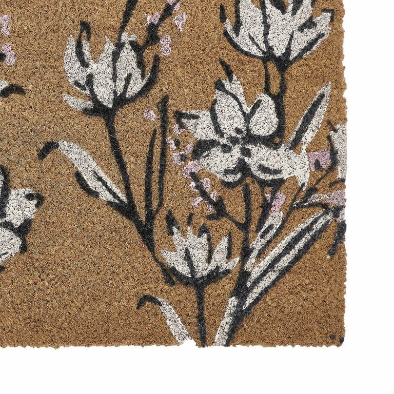 My Texas House Vertical Floral Natural/White Outdoor Coir Doormat, 18" x 30" | Walmart (US)