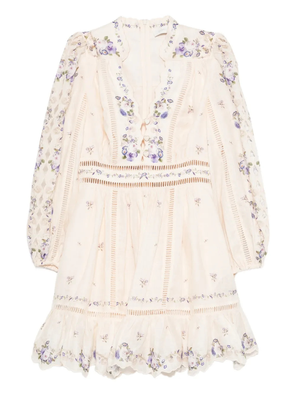 ZIMMERMANN Abito Corto Patience Con Stampa a Fiori | Toni Neutri | FARFETCH IT | Farfetch Global