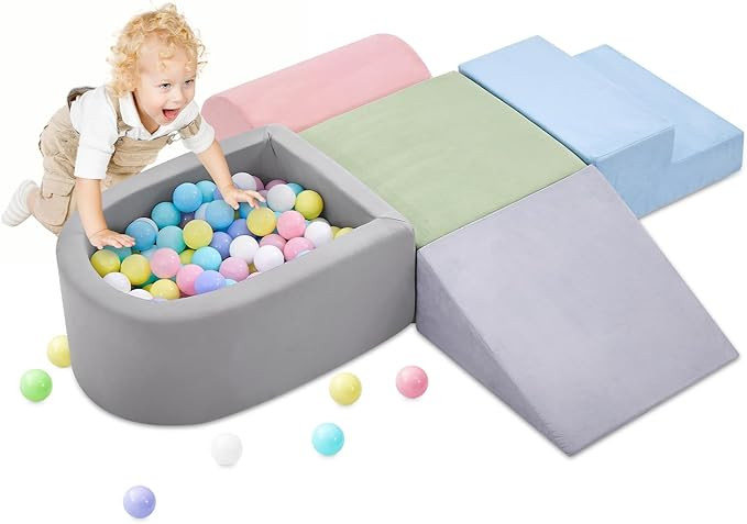Climbing Toys for Toddlers 1-3, Foam Climbing Blocks and Ball Pit for Baby, 5-Piece Soft Foam Tod... | Amazon (US)