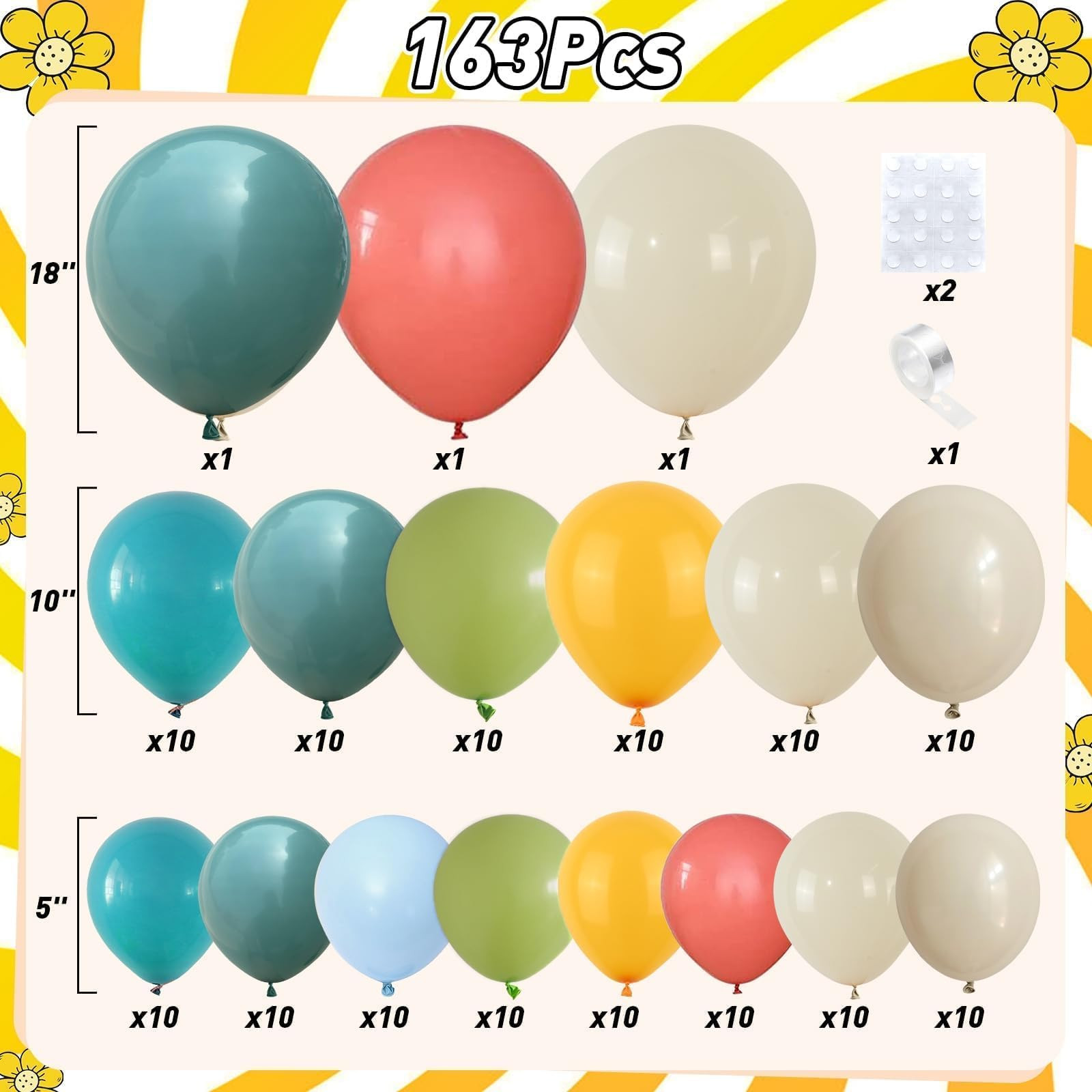 Retro Boho Balloon Arch Garland Kit, 163Pcs Retro Blue Orange Mustard Yellow Balloon, Here Comes ... | Amazon (US)