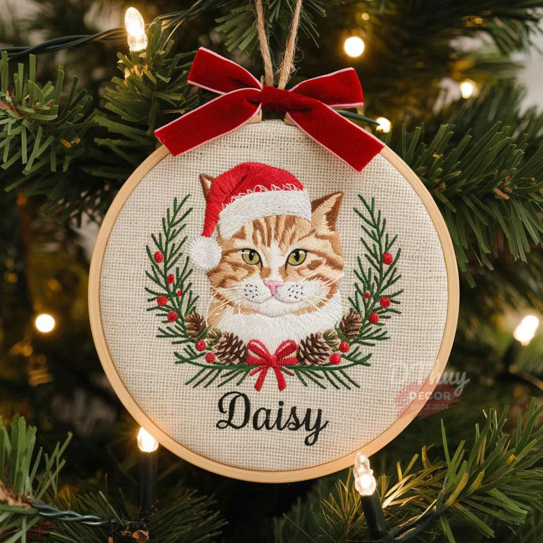 Embroidered Personalized Dog Ornament With Photo & Name, Custom Dog Portrait Photo Frame, Gift fo... | Etsy (US)