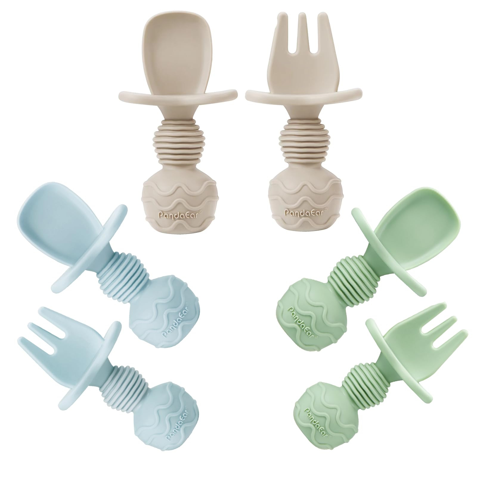 PandaEar 6 Pack Silicone Baby Spoons and Fork Feeding Set- Anti-Choke First Self Feeding Utensils... | Amazon (US)