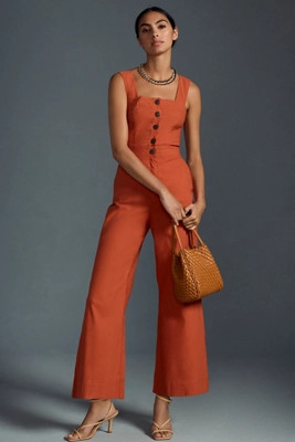 The Portside Button-Front Jumpsuit by Maeve | Anthropologie (US)