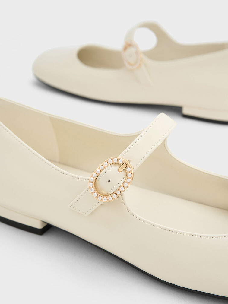 Cream Pearl-Buckle Mary Janes | CHARLES & KEITH | Charles & Keith EU