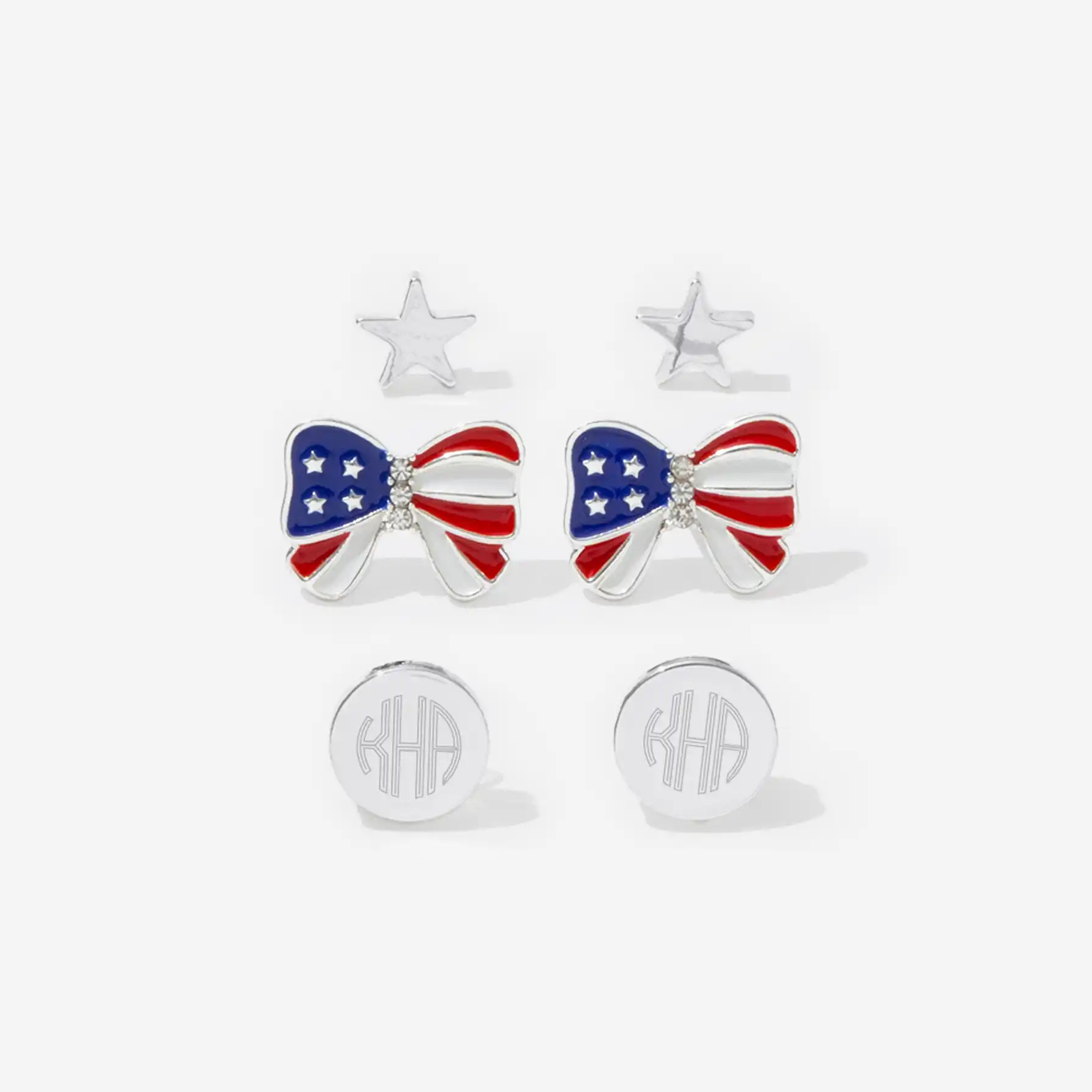 Monogrammed Patriotic Earring Set | Marleylilly