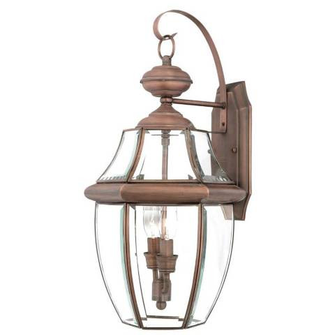 Quoizel Newbury 20"H Aged Copper Outdoor Lantern Wall Light - #36V07 | Lamps Plus | Lamps Plus