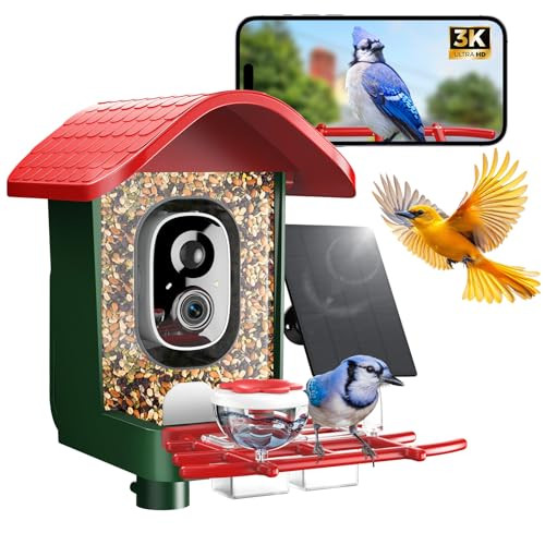 3K Smart Bird Feeder with Camera, 2.4GHz WiFi Solar Camera Feeder, AI Bird Species Identification... | Amazon (US)