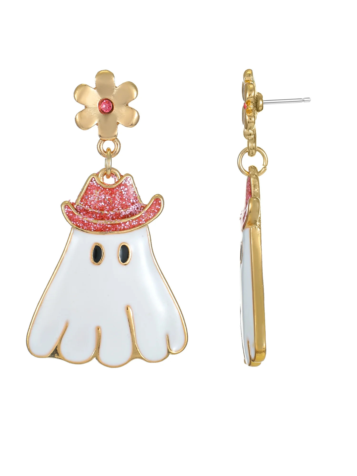 Way to Celebrate Halloween Goldtone Cute Cowgirl Ghost Earrings, 1 Pair | Walmart (US)