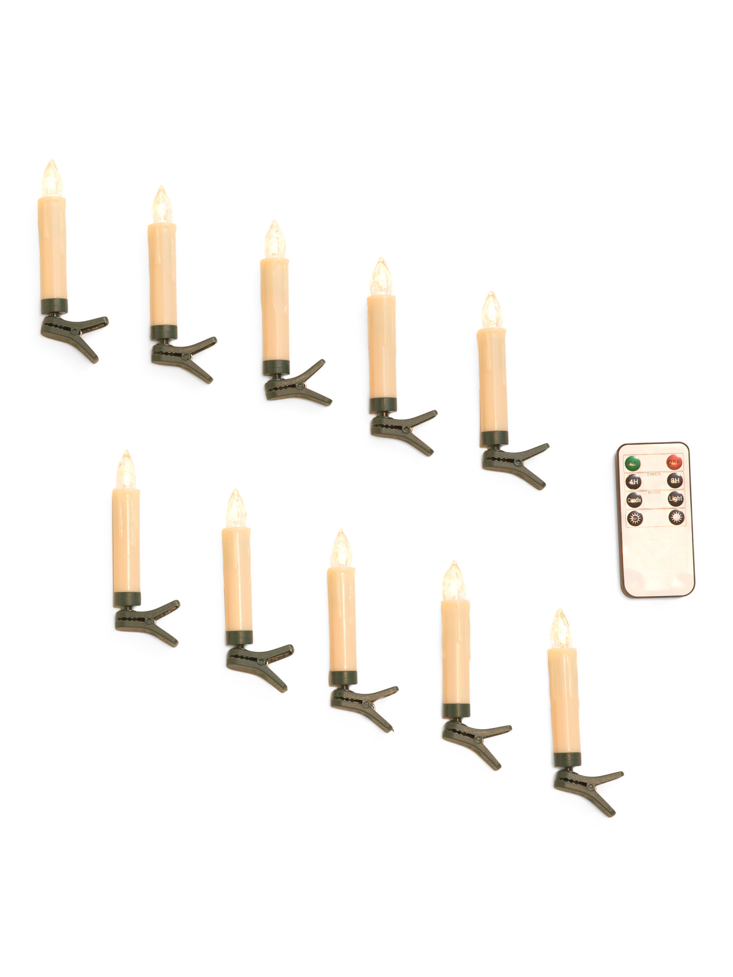 Set Of 10 Led Tree Clip Candles With Remote Control | TJ Maxx