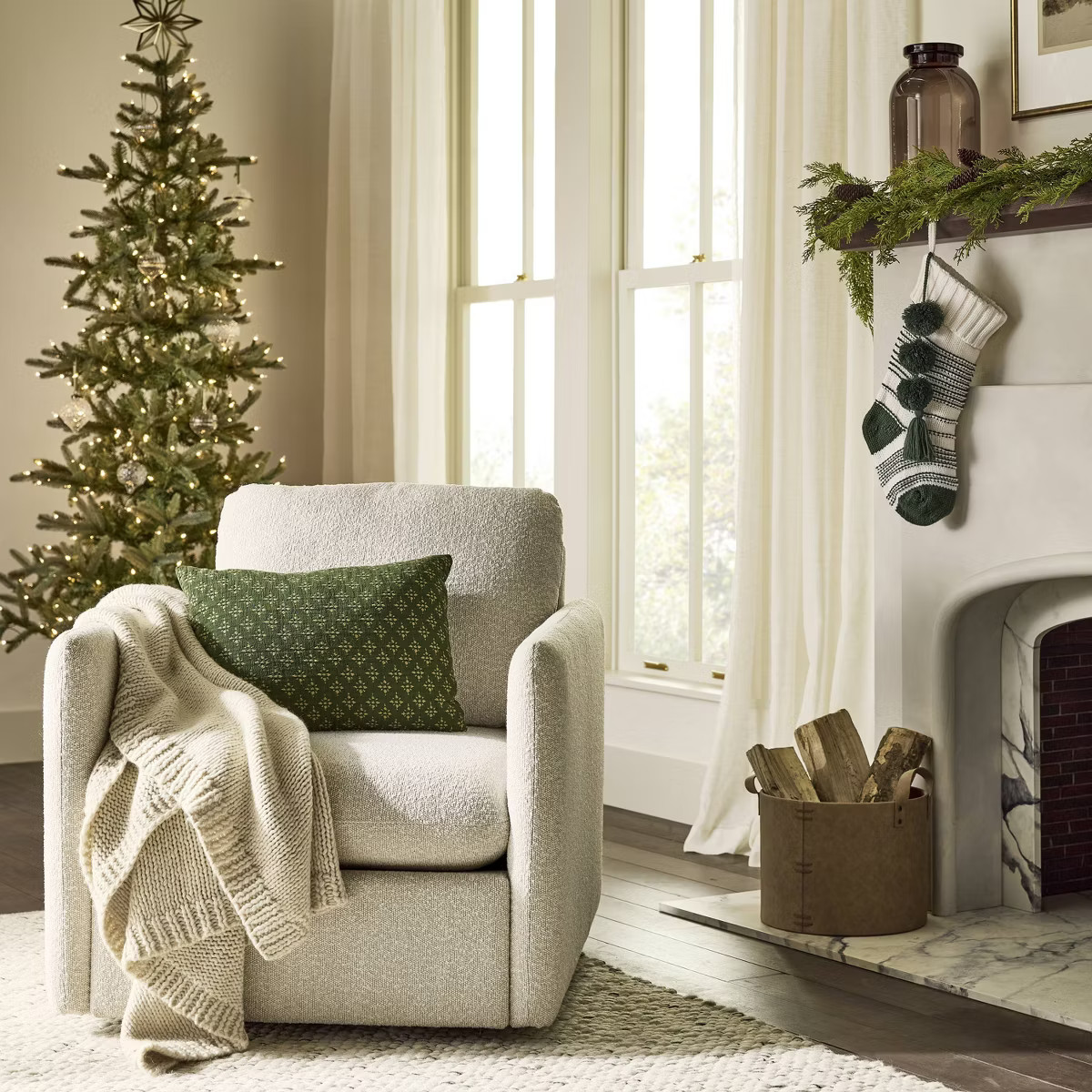 Texture Stripe Knit Christmas Stocking Green/Cream - Hearth & Hand™ with Magnolia | Target