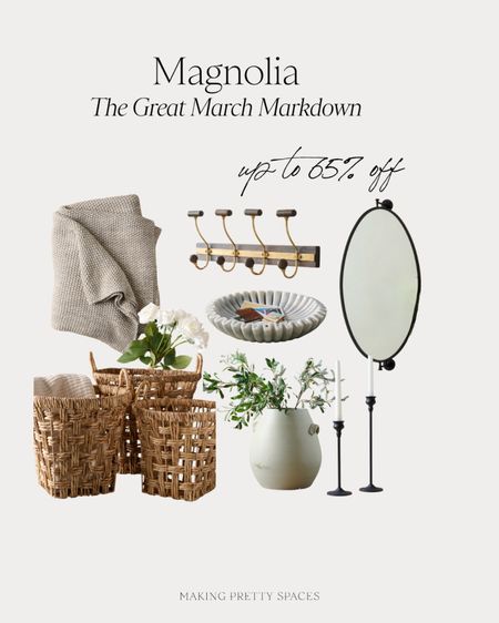 Magnolia sale going on now! Save up to 65% off! Home decor, baskets, mirror, blanket, bowl, vase, greenery, hook, candle stick, home, magnolia finds, sale, Spring decor

#LTKhome #LTKfamily #LTKstyletip