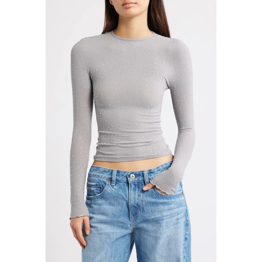 Free People Night Sky Studded Rib Top in Silver Lining at Nordstrom Rack, Size X-Small/small | Nordstrom Rack