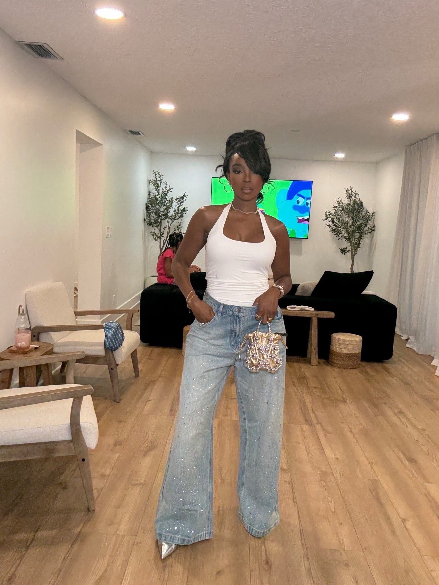 ✨ Statement Denim That Works Overtime

Elevated sparkle meets an effortless wide-leg silhouette for a look that feels styled without trying. The crystal-detailed denim instantly does the heavy lifting, while the halter-style white top keeps the outfit clean, flattering, and balanced. Worn dressed up or styled more casually, this is exactly the kind of piece that lowers your cost per wear fast and earns its spot as a long-term wardrobe staple.

Perfect for:
• Dinner plans or birthday celebrations
• Girls’ night out or vacation evenings
• Casual parties or elevated everyday wear

📏 Sizing:
Top: Small
Bottoms: 27 Long
Shoes: True to size

Measurements:
5’4” · 138 lbs · 34D · 27” waist · 40” hips

Tap to get details.

Statement denim outfit, embellished wide-leg jeans, white halter top styling, elevated casual looks, cost-per-wear wardrobe staples, modern night-out outfit ideas.

Follow me on Instagram and YouTube @kirasfashionfinds

#LTKootd #LTKPetite