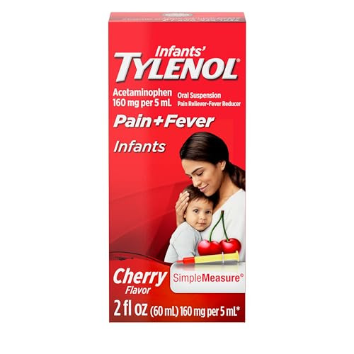 Tylenol Infants Liquid Pain Relief & Fever Medicine, Oral Suspension, Acetaminophen for Sore Throat, Headache & Teething, Pain Reliever & Fever Reducer for Kids; Cherry Flavor, 2 Fl. Oz.; Pack of 1 | Amazon (US)