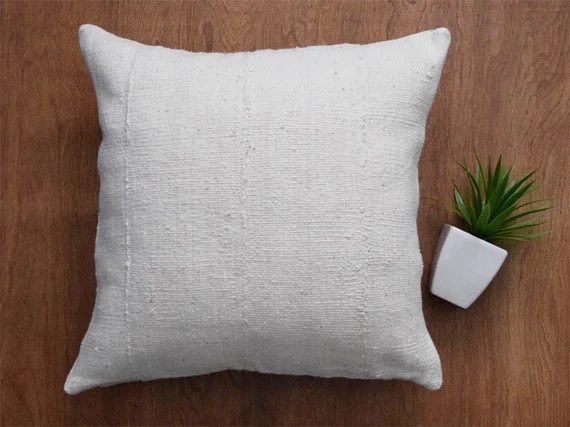 Mudcloth Pillow Cover, Plain White Mud Cloth Pillow, Tribal Pillow Cover  - REF: Made to order | Etsy (US)