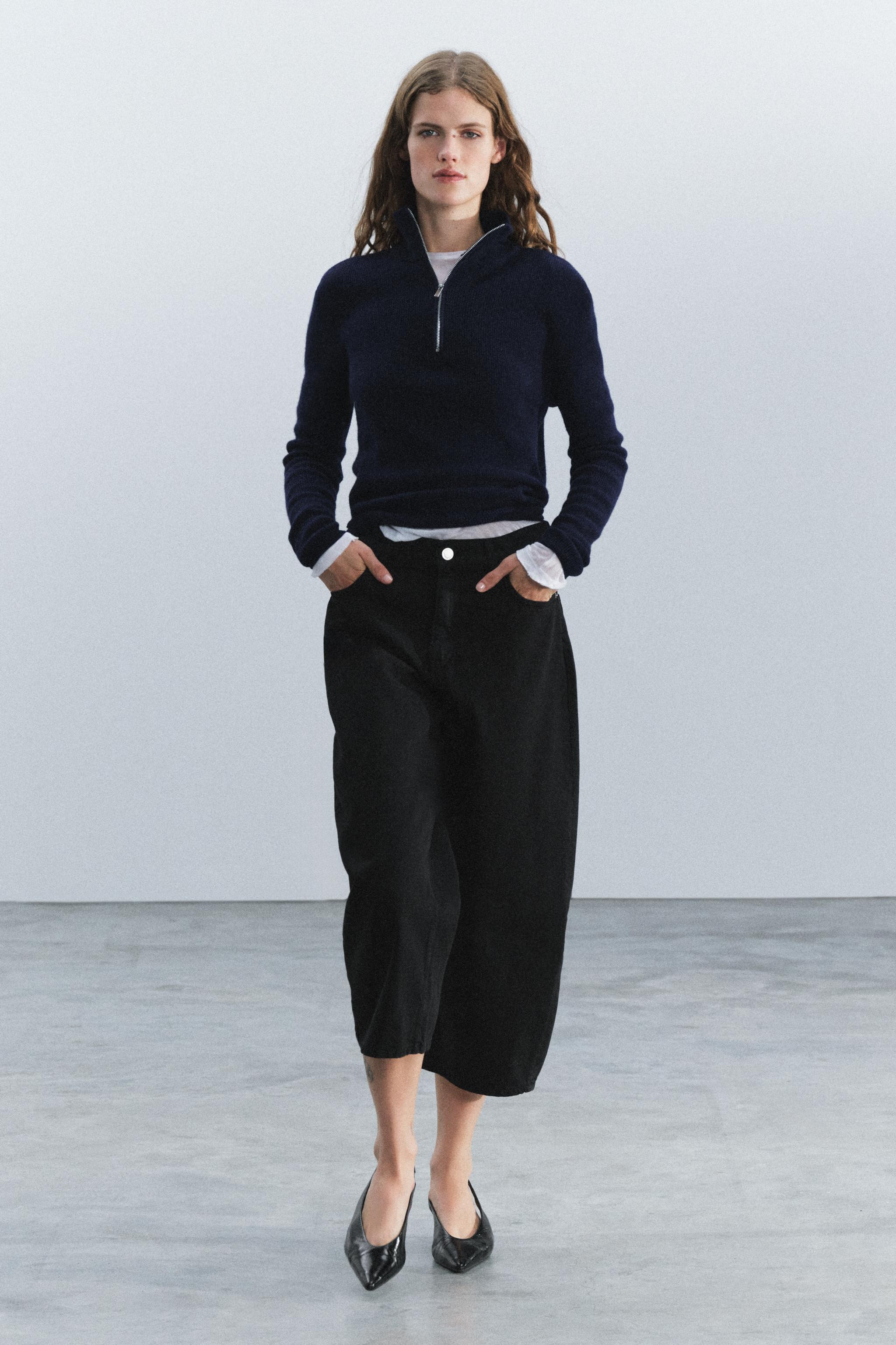 ZW COLLECTION MID-RISE CAPRI BALLOON JEANS | Zara US