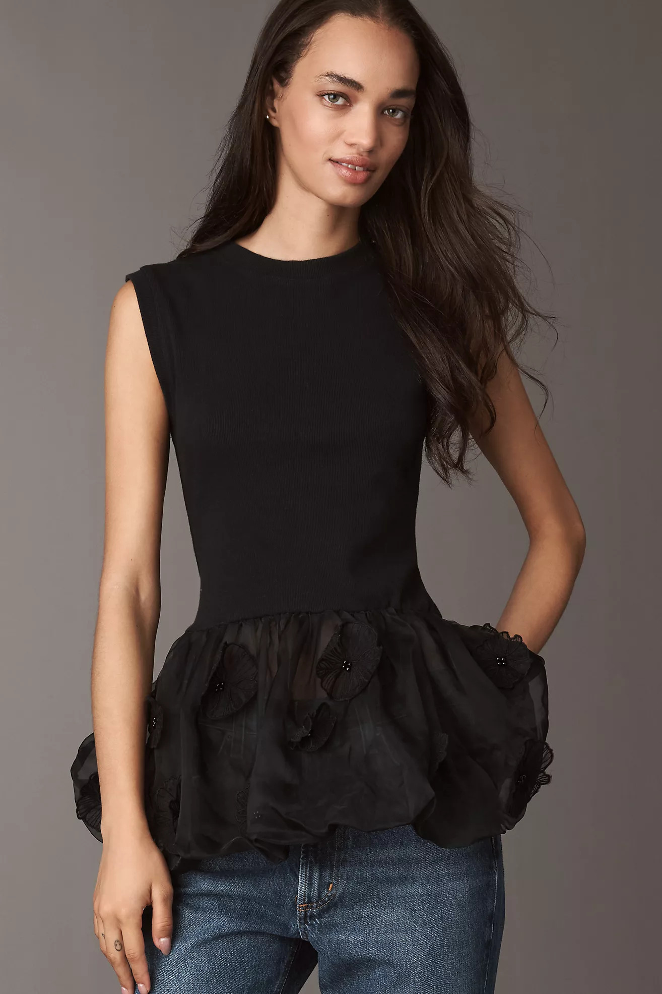 By Anthropologie 3D Floral Peplum Top | Anthropologie (US)