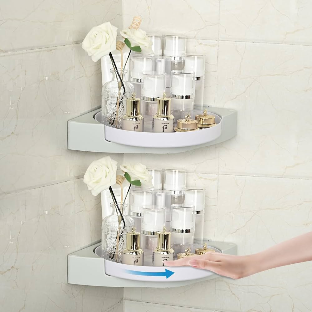 Shower Caddy Corner, 360° Rotate Shower Organizer Shelves, 2 Pack Shower Organizer Lazy Susan Tu... | Amazon (US)