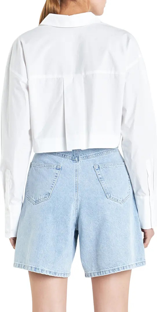 Grey Lab Oversize Crop Button-Up Shirt | Nordstrom | Nordstrom